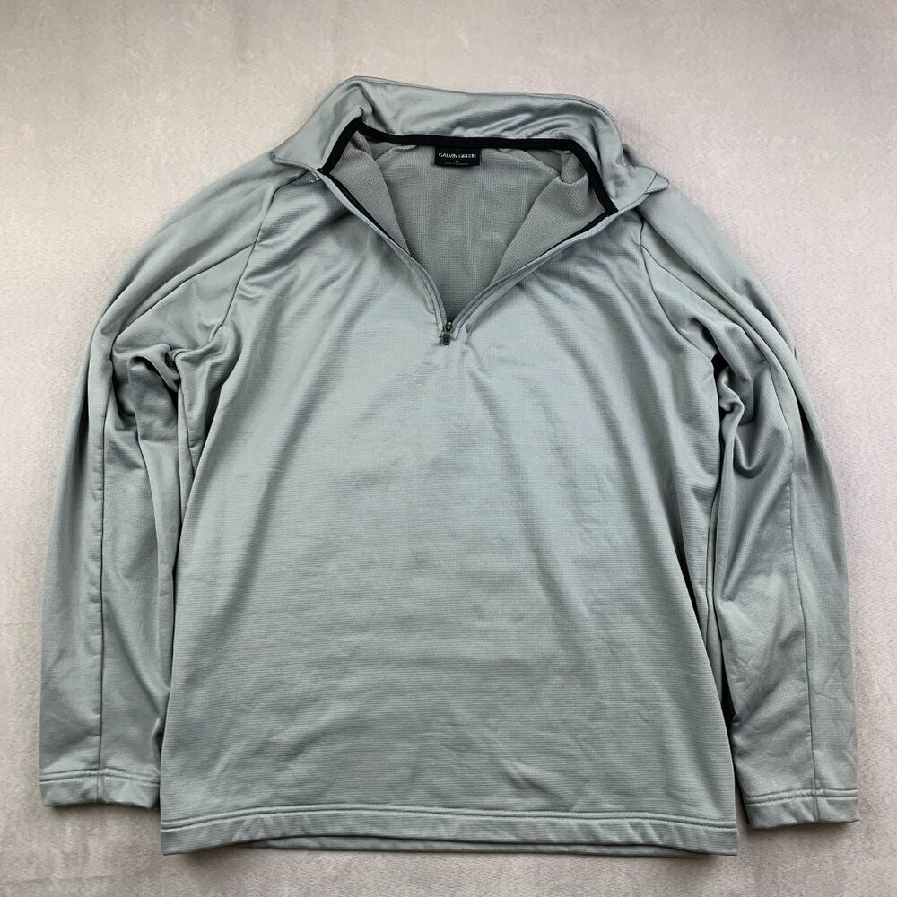 Galvin Green Mens Sweater XL (Fits Large) Gray 1/4 Zip Long Sleeve Insula Fleece